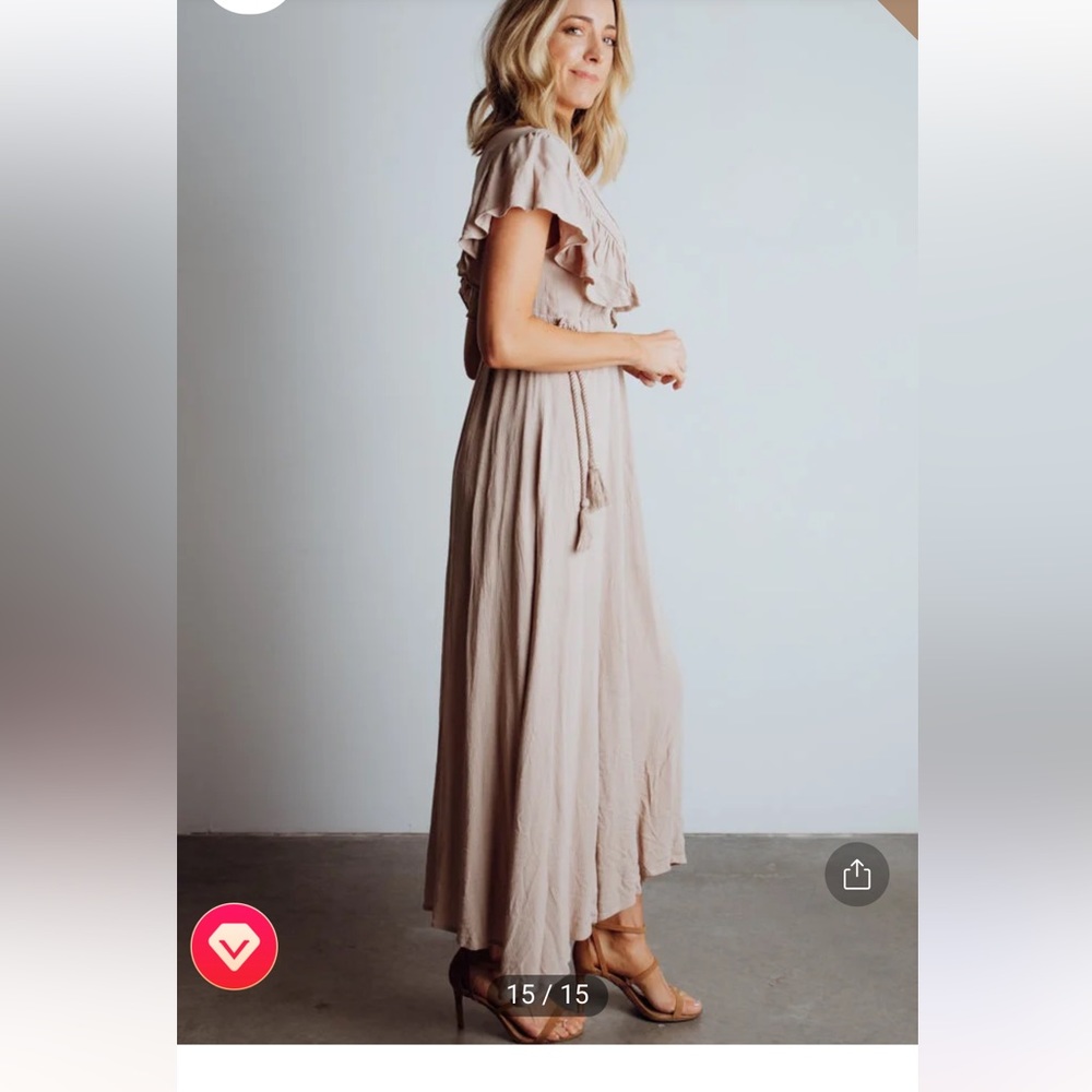 Jennifer Deep V Maxi Dress | Sand - XL